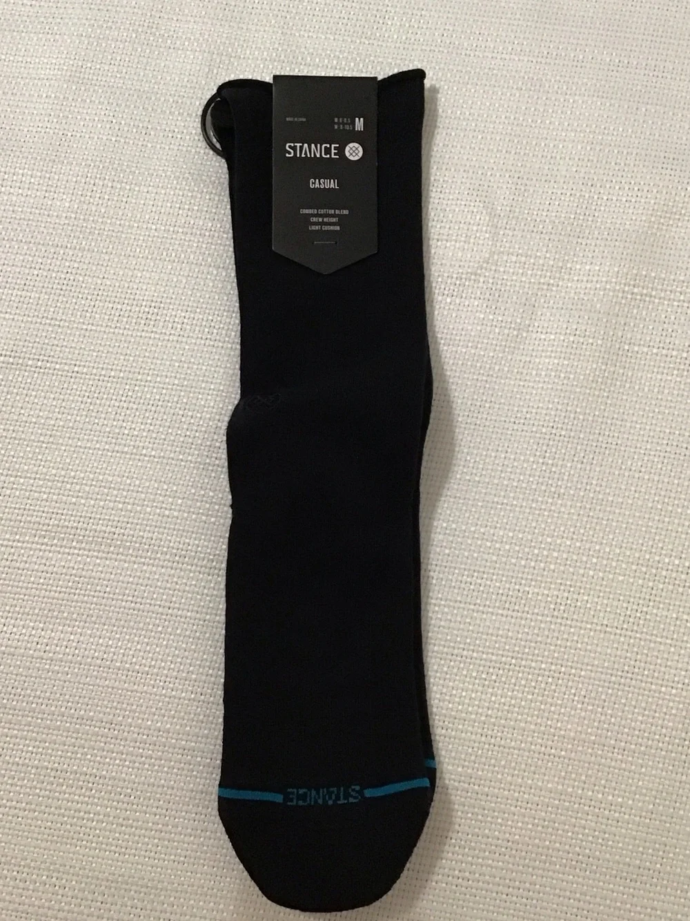 Stance Men's Casual Crew Socks in Black with Teal Detail